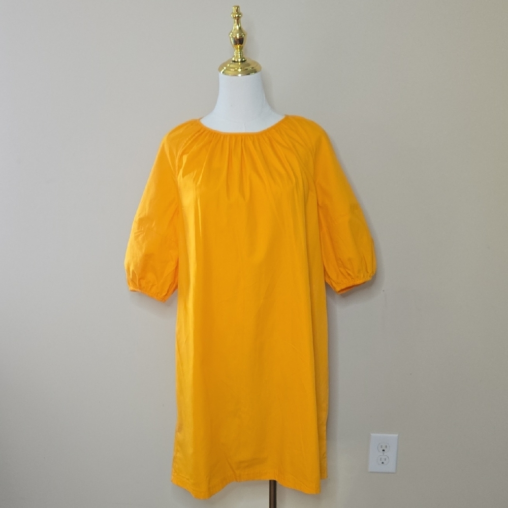 Banana Republic Factory Orange Puff Sleeve Mini Dress – NWT 100% Cotton Keyhole - Picture 2 of 7